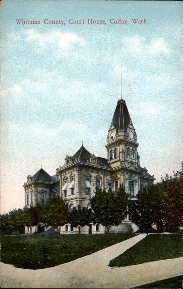 Whitman County Court House Colfax Washington ~ c1910 vintage postcard