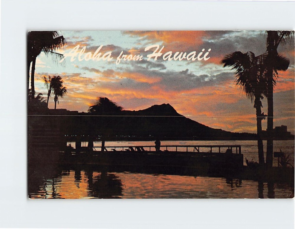 Postcard Sun Rising Over Diamond Head Waikiki Beach Hawaii USA
