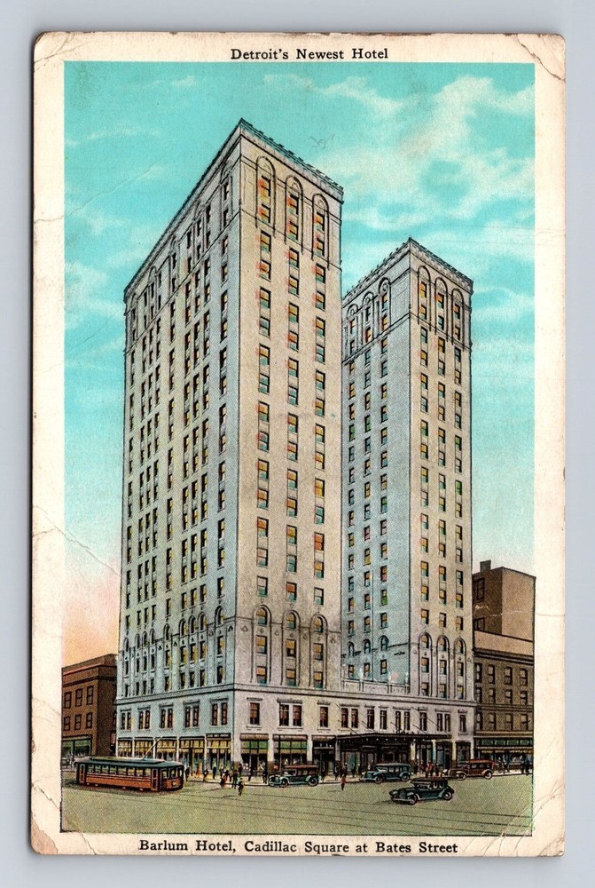Detroit MI-Michigan, Barlum Hotel, Advertising, Antique Vintage Postcard