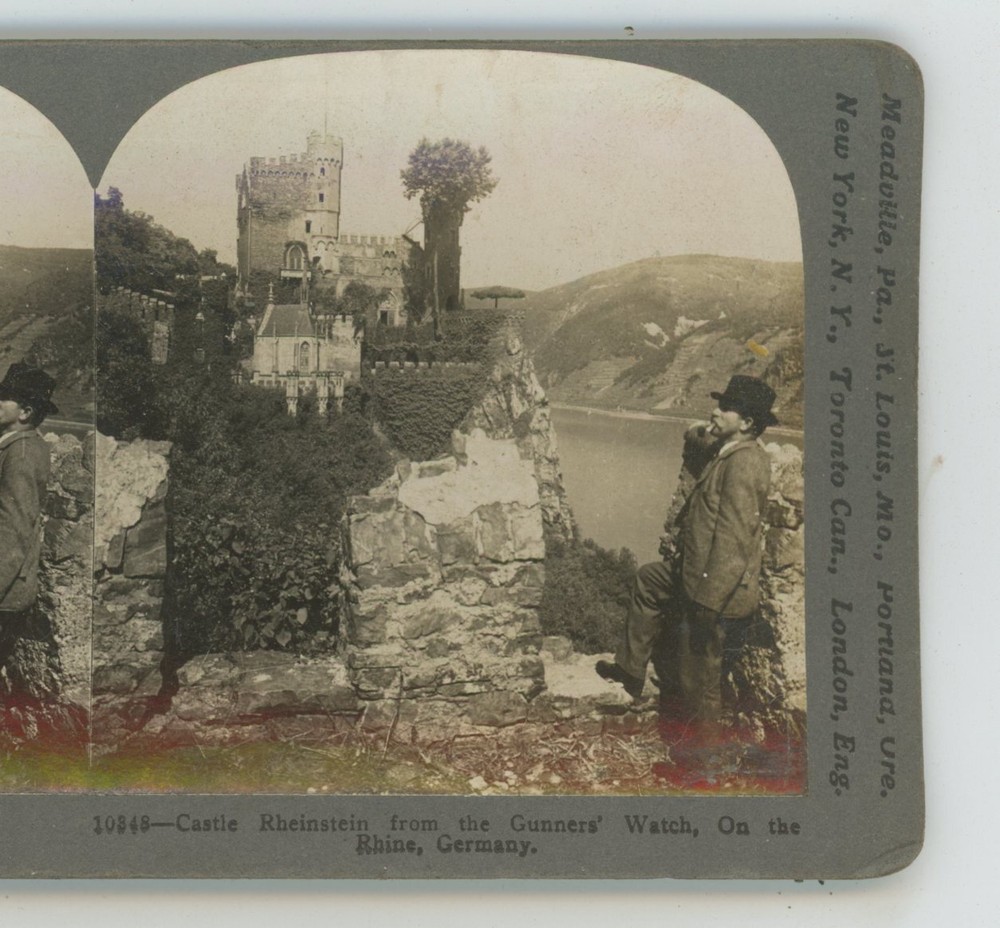 Germany Castle Rheinstein from Gunners Watch on Rhine Keystone Stereoview