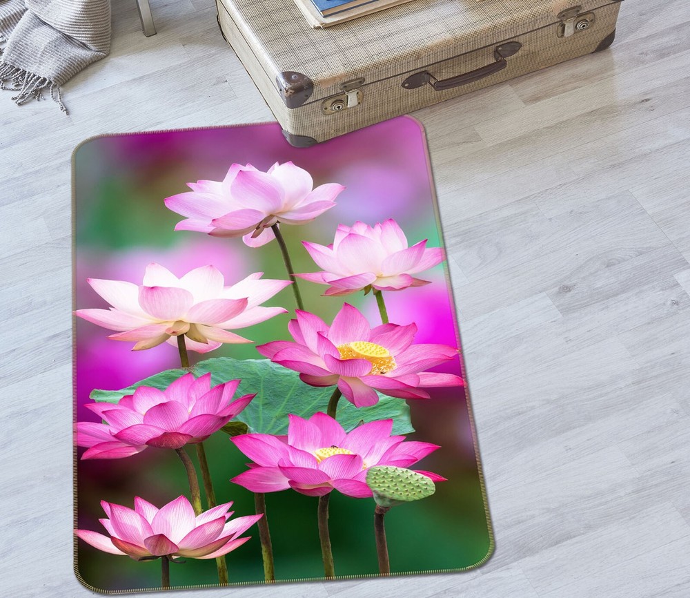 3D Light Pink Lotus ZHUC2717 Game Non Slip Carpet Mat Photo Carpet Amy