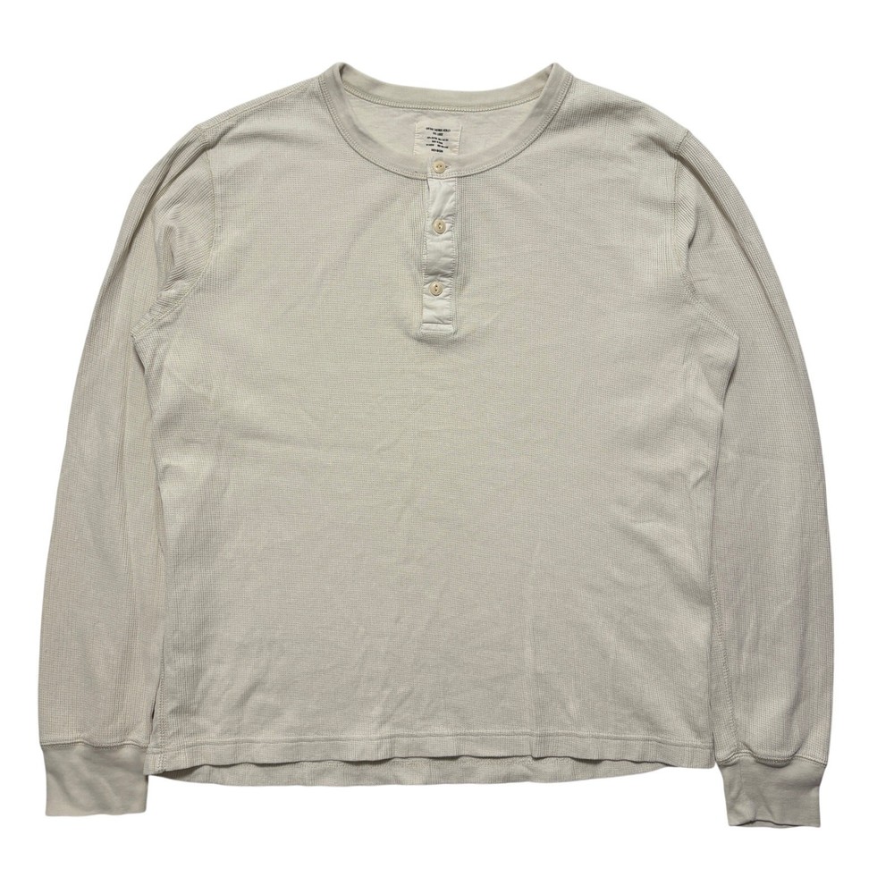 Buck Mason Waffle-Knit Cotton Henley Long Sleeve Shirt Men’s L Cream