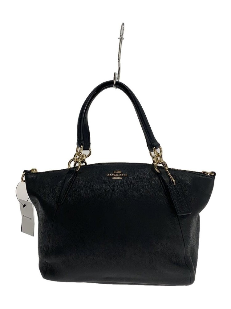 COACH Tote Bag Leather BLK Solid Color