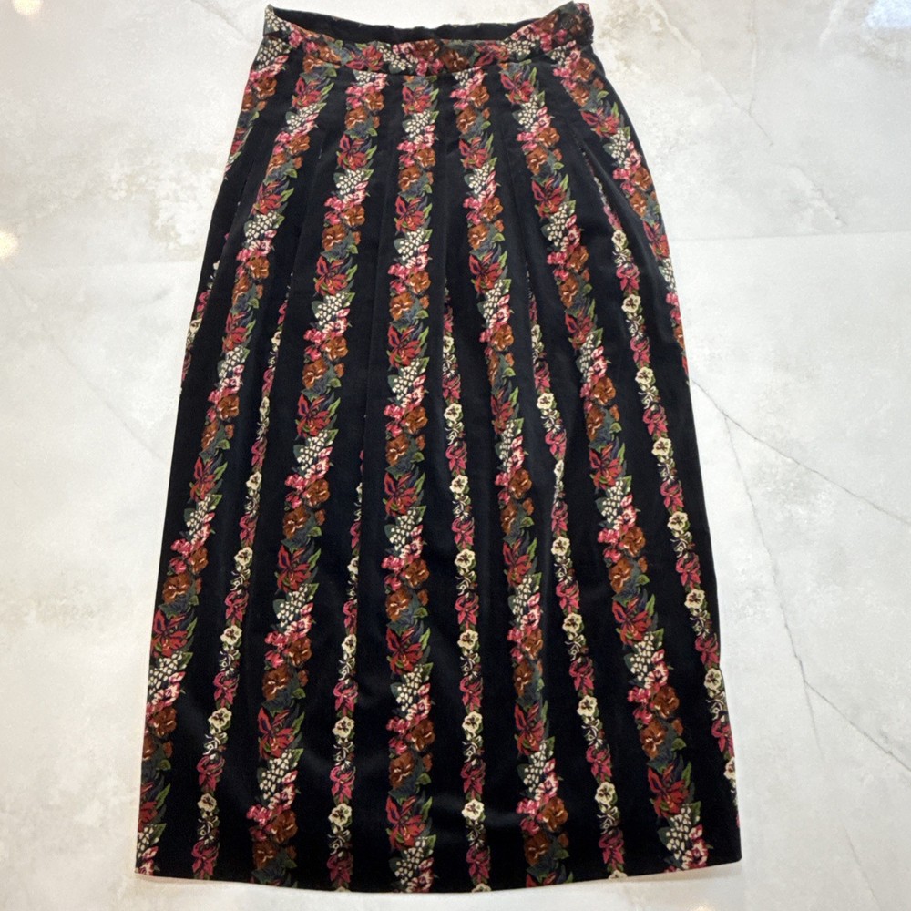 Vintage Herman Geist Womens Skirt Size 14 Floral Pleated Cotton Made Japan