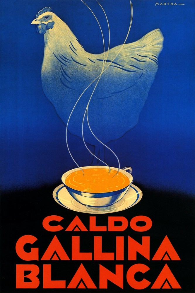 White Chicken Broth Soup Dinner Lunch Food Vintage Poster Repro FREE S/H