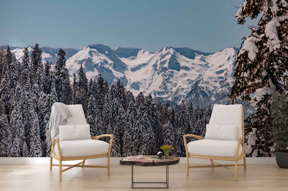 3D Mountain Forest Winter Landscape Wall Murals Wallpaper Murals Wall Sticker