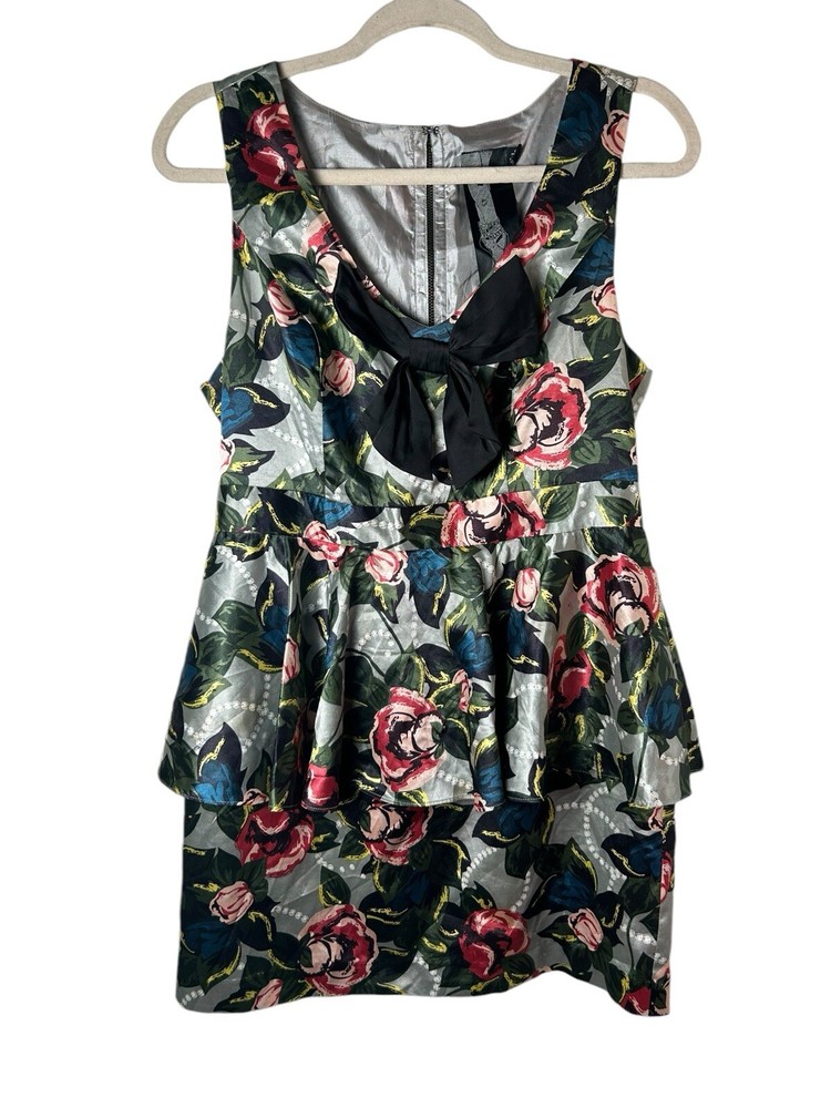 Forever 21 Twist Floral Peplum tiered sleeveless dress size Large