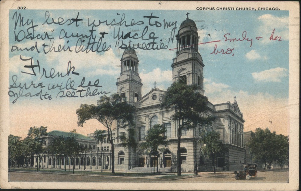 Chicago, Illinois IL Corpus Christi Church 1911 Original Vintage Postcard