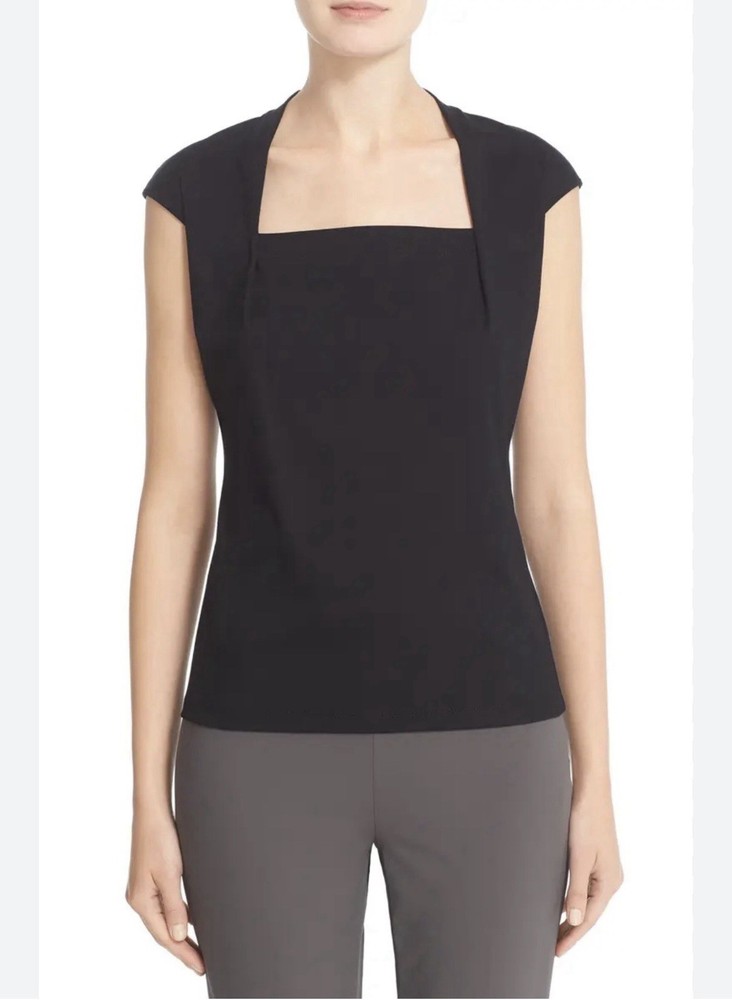 Lafayette 148 Short Sleeve Black Top Size M