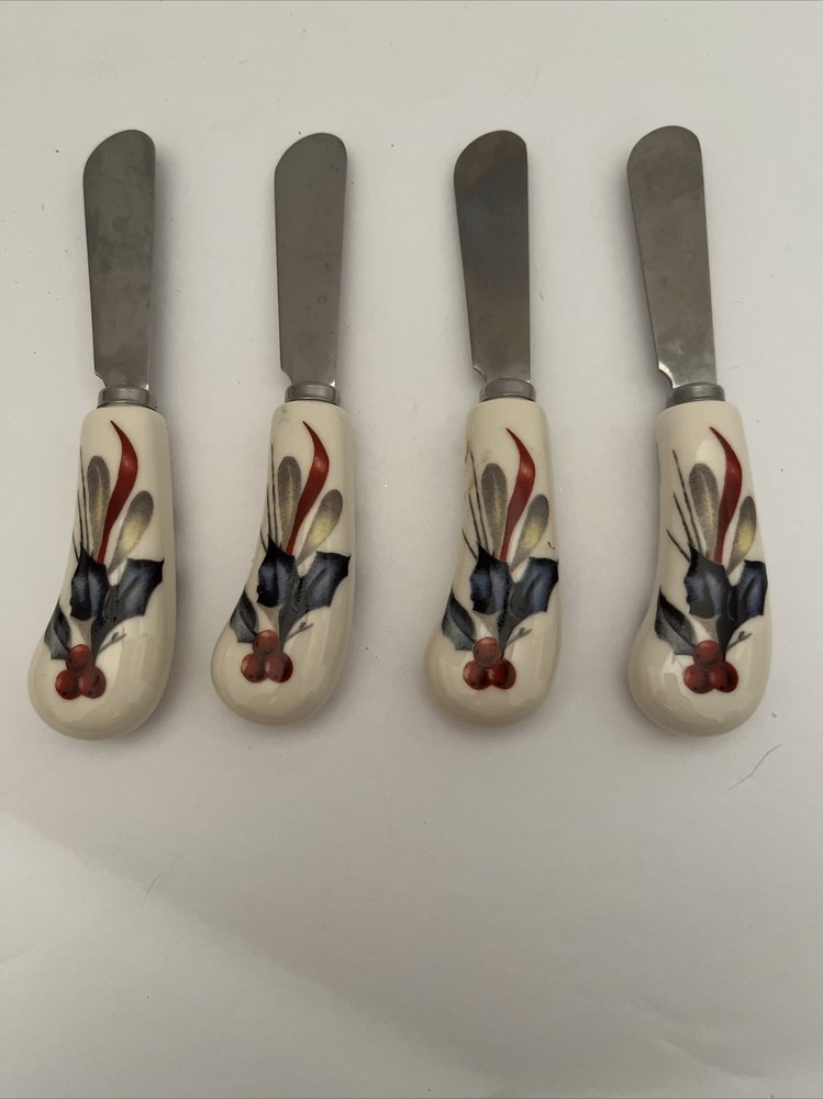 Lennox Winter Greetings Cheese Spreader Appetizer Set Of 4 (bin 7)