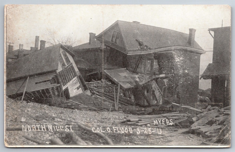Flood North Mill St Disaster Columbus Oh 1913 Real Photo Repro Postcard AA14