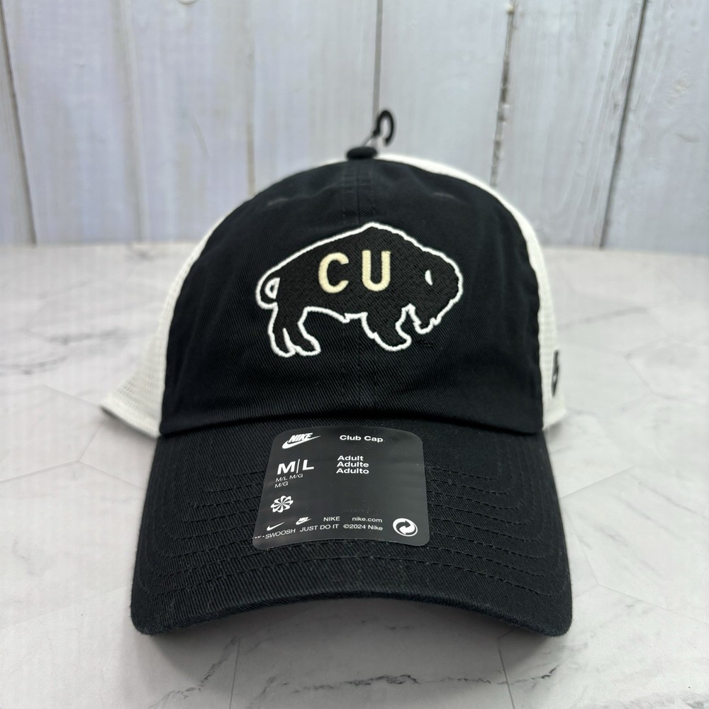 Nike Colorado Buffaloes Club Hat Sz M/L Adjustable Strapback Black White Prime
