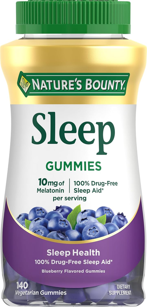 Nature’S Bounty 10 Mg Melatonin Gummy, 100% Drug Free Sleep Supplement, 10 Mg, B