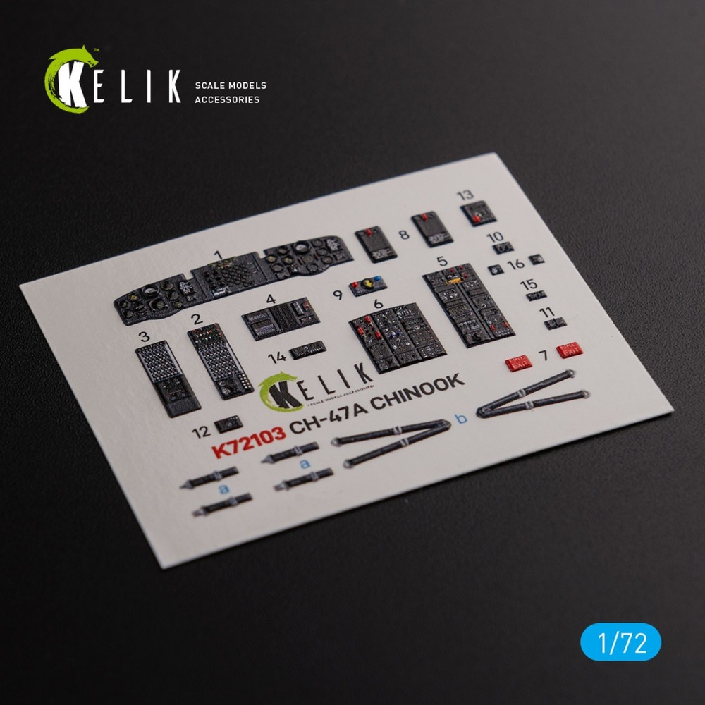 KeliK CH-47A Cockpit 3D Interior Decals for Trumpeter Kit 1/72 K72103