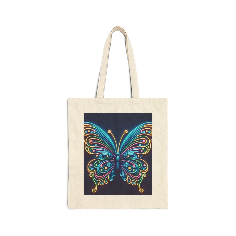 Colorful Neon Butterfly Cotton Canvas Tote Bag for Everyday Use or Birthday Gift
