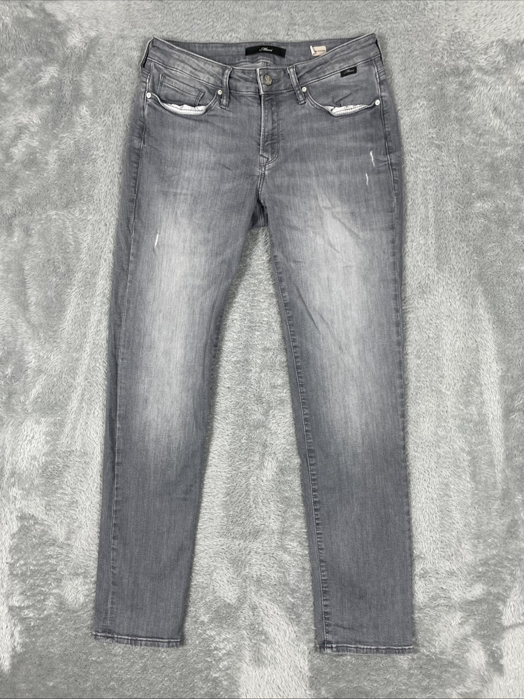 Mavi Jeans Women's 27/32 Gray Emma Slim Boyfriend Distressed Stretch Pants