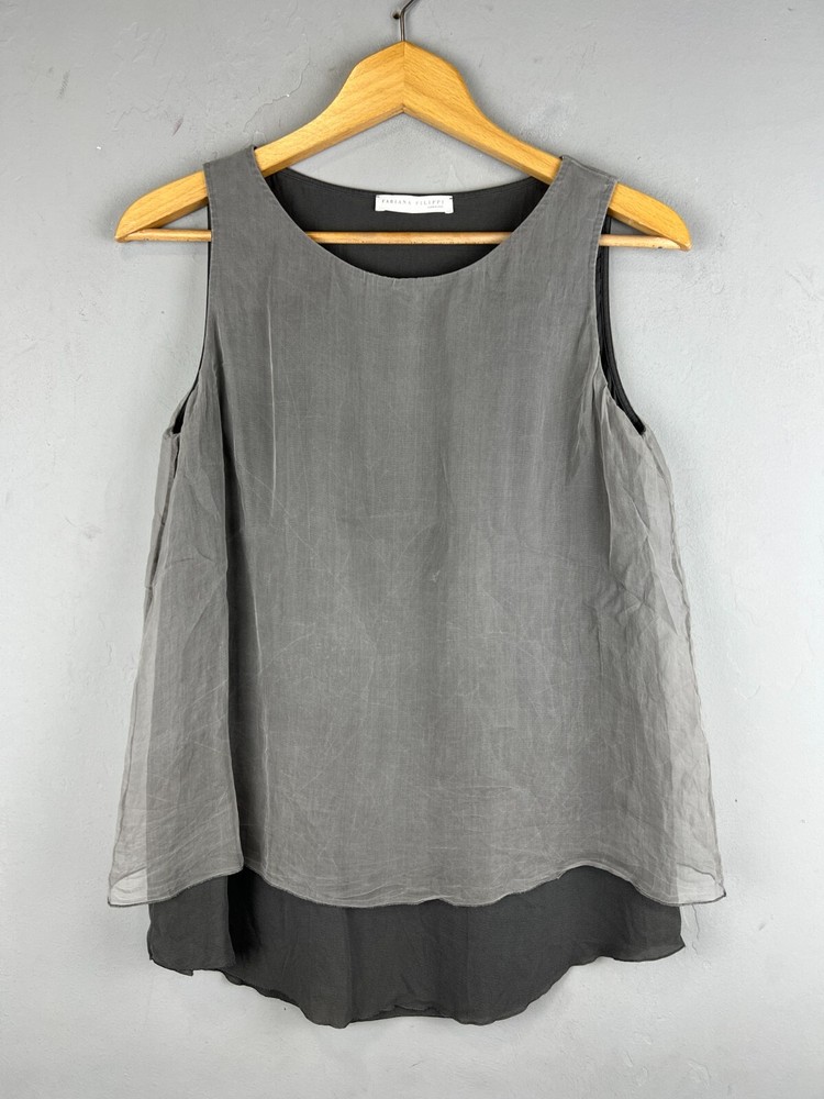 Fabiana Filippi Women's Silk Tank Top Blouse Grey S size
