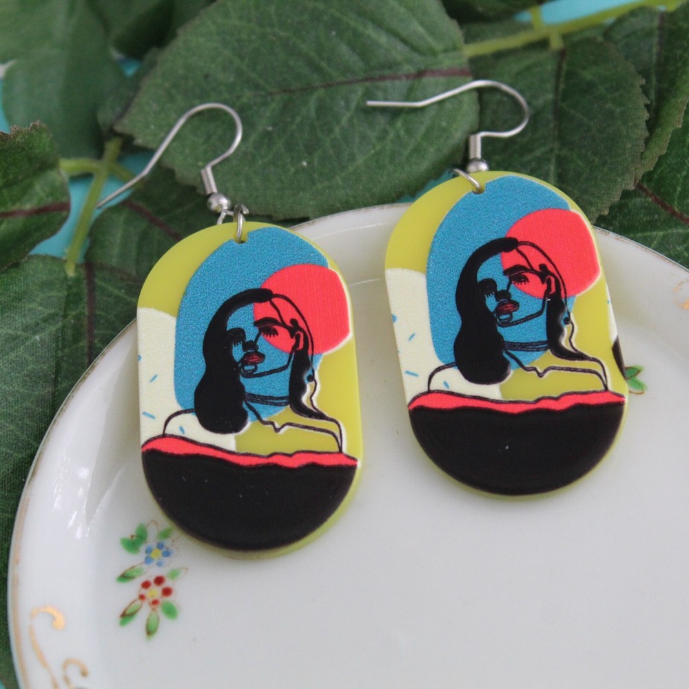 Abstract Art Face Resin Earrings Resin Pendants Resin Charms Handmade DIY-image
