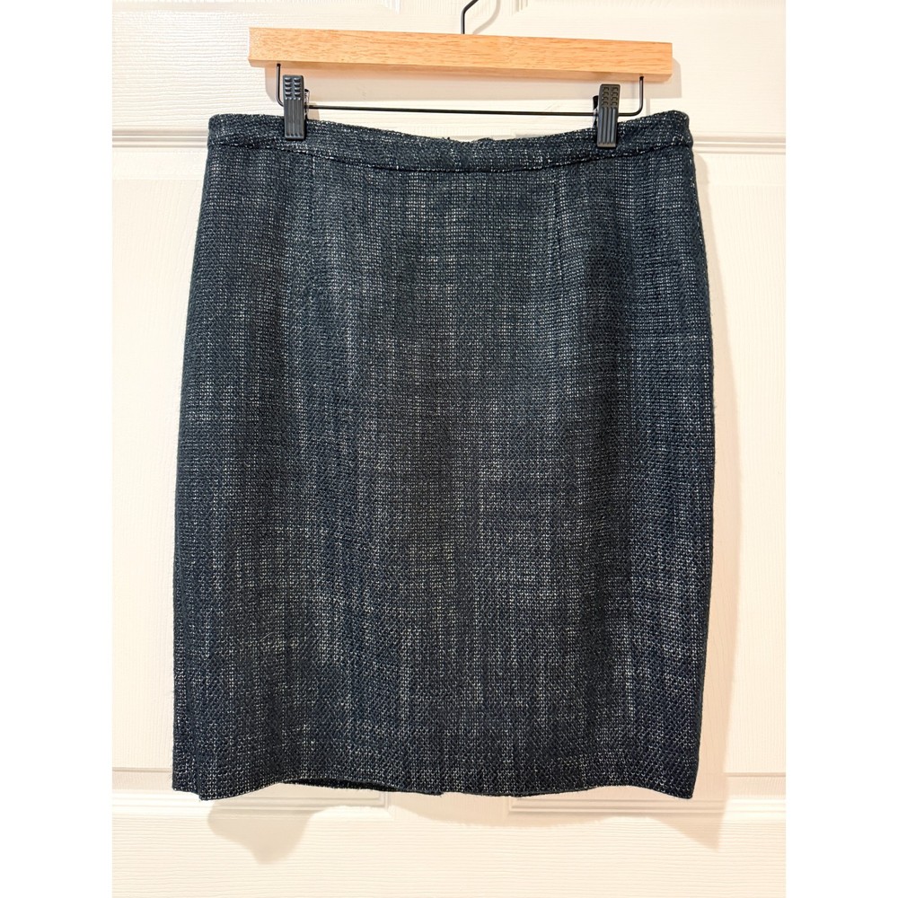 Michael Kors Tweed Pencil Knee Length Skirt Black White Classic Lined Career 10