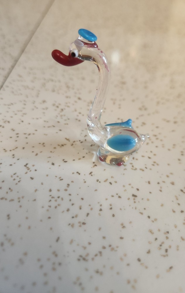 Vtg Hand Blown Glass Duck Goose Figurine Murano Style