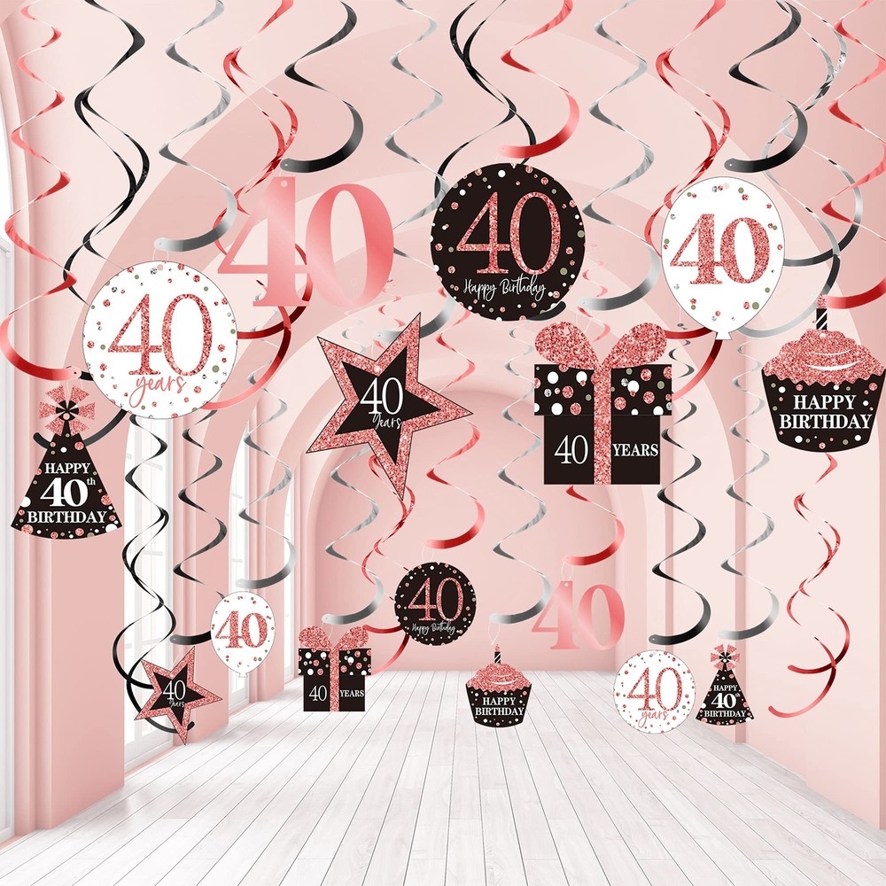 Blulu Rose Gold Hanging Swirl Ceiling Decorations for Birthday Parties
