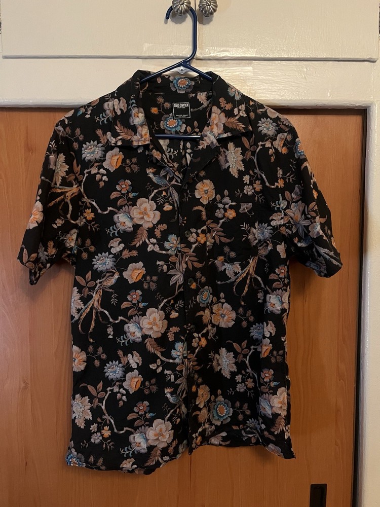 Todd Snyder Floral Camp Collar Button Down Shirt Black Size Small EUC
