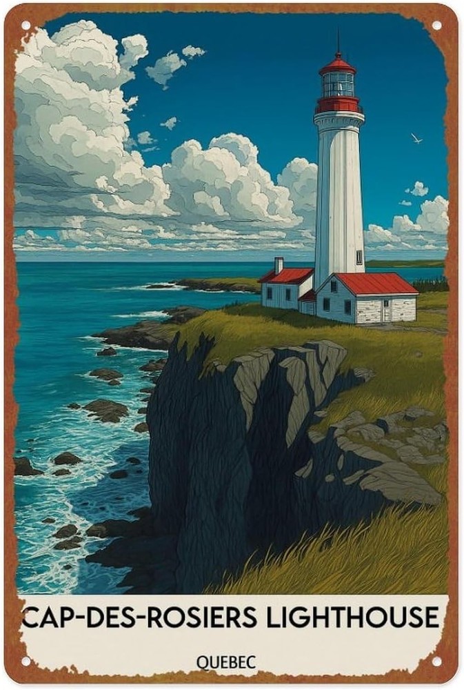 Vintage Lighthouse Metal Wall Art Sign Aluminum Nature Landscape 8x12 Inch