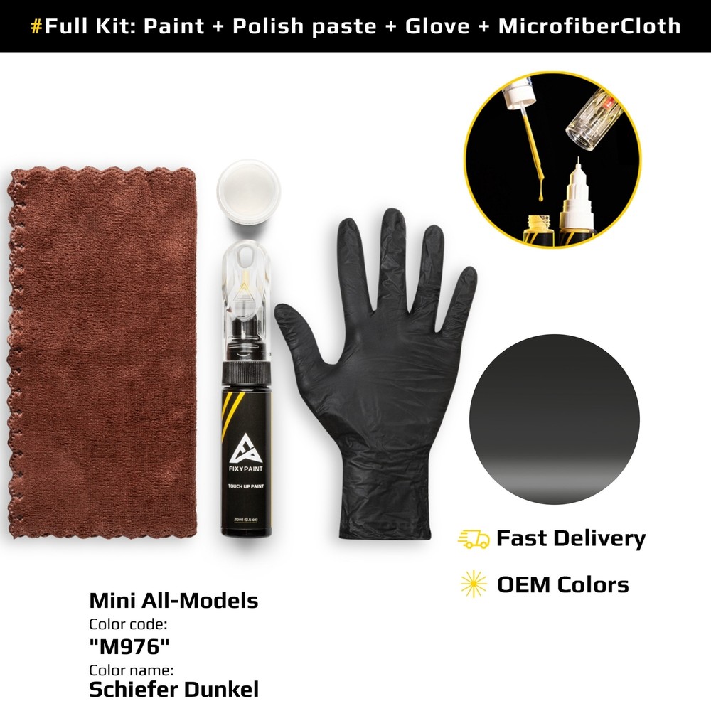 Touch up Paint for Mini Code: M976 Schiefer Dunkel Exact Color Match