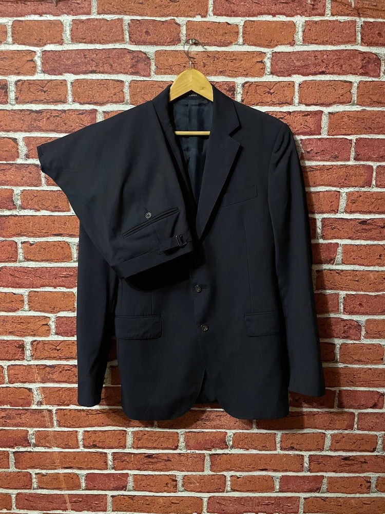 Polo Ralph Lauren Suit Men's Navy Blue Wool 2-Button Blazer Pants Set Size 38R