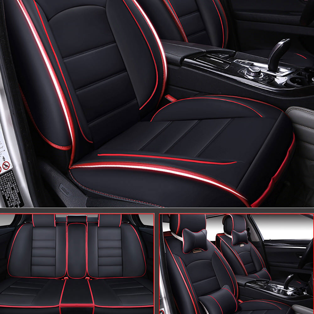 Universal PU Leather 5-Seats SUV Front & Rear Car Seat Cover Cushion Full Set