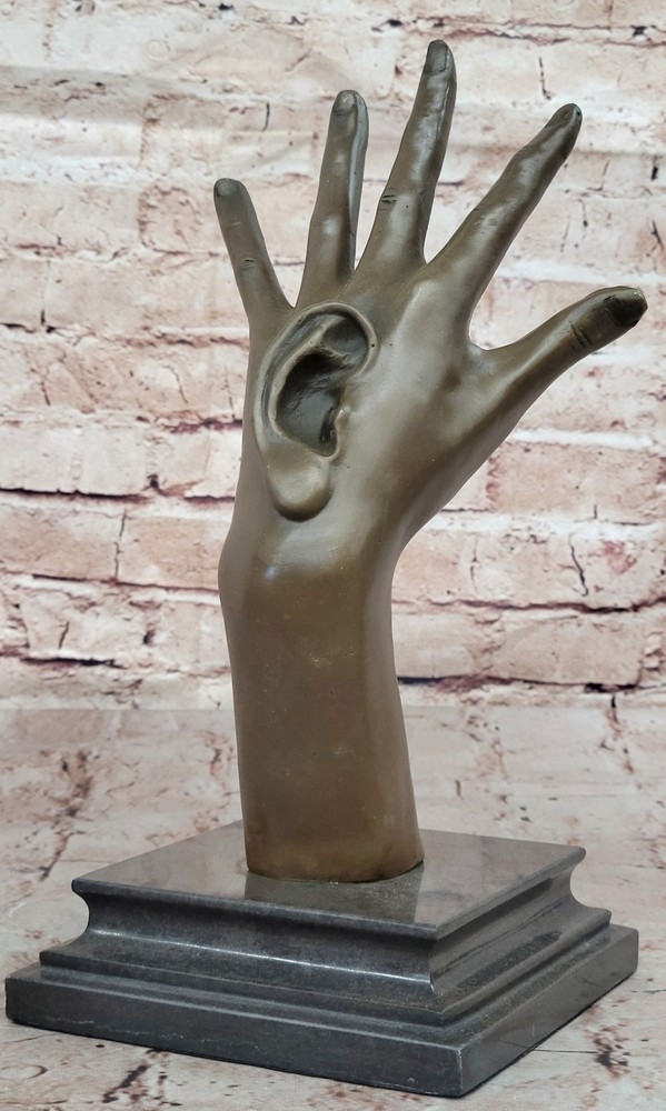 Nouveau art abstract bronze hand with ear sculpture Lost Wax method Figurine Art-image