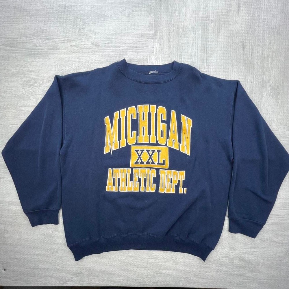 Vintage 90s Michigan Wolerines Sweatshirt Size: XL Blue Yellow NCAA College