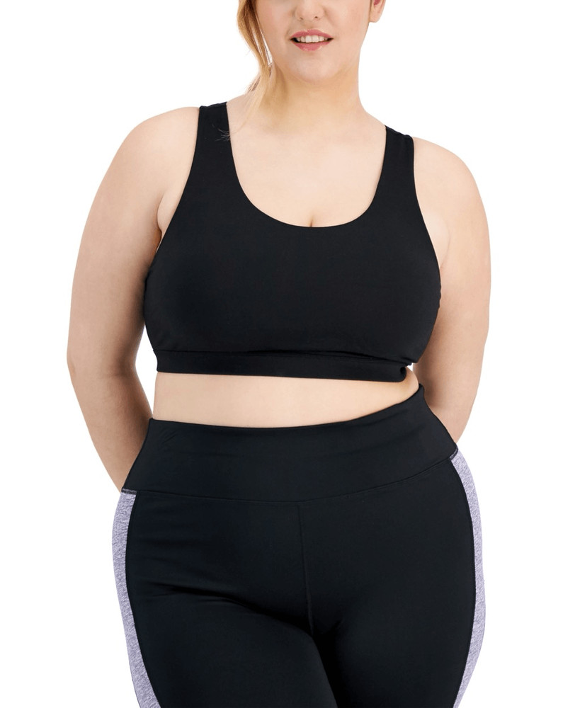 ID Ideology Women S Plus Sweat Set Sports Bra Black Size 1X