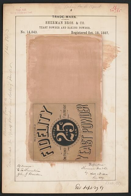 Sherman Bros. & Co. for Fidelity Yeast Powder brand Yeast Powder,Baking Powder