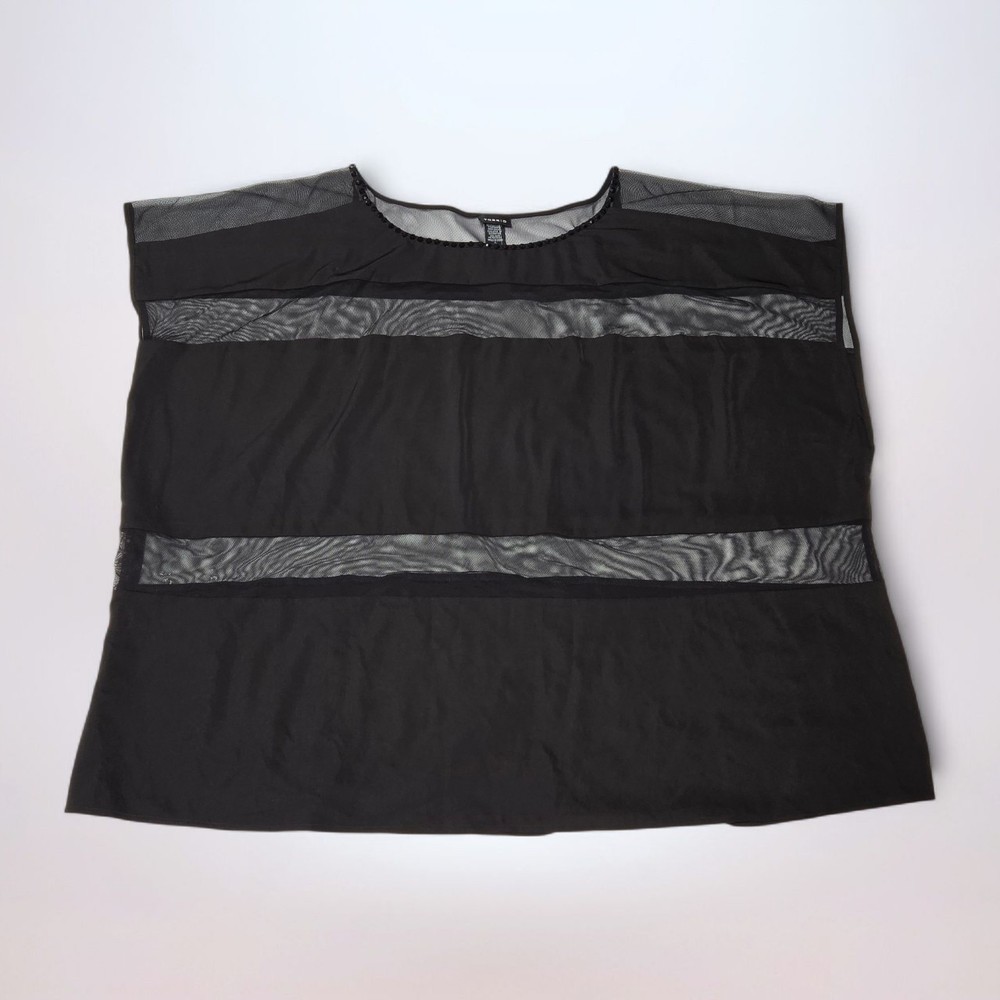 Torrid Blouse NWT Sheer Cutout Geometric Sheer Goth Black Stripe Size 5X (28)