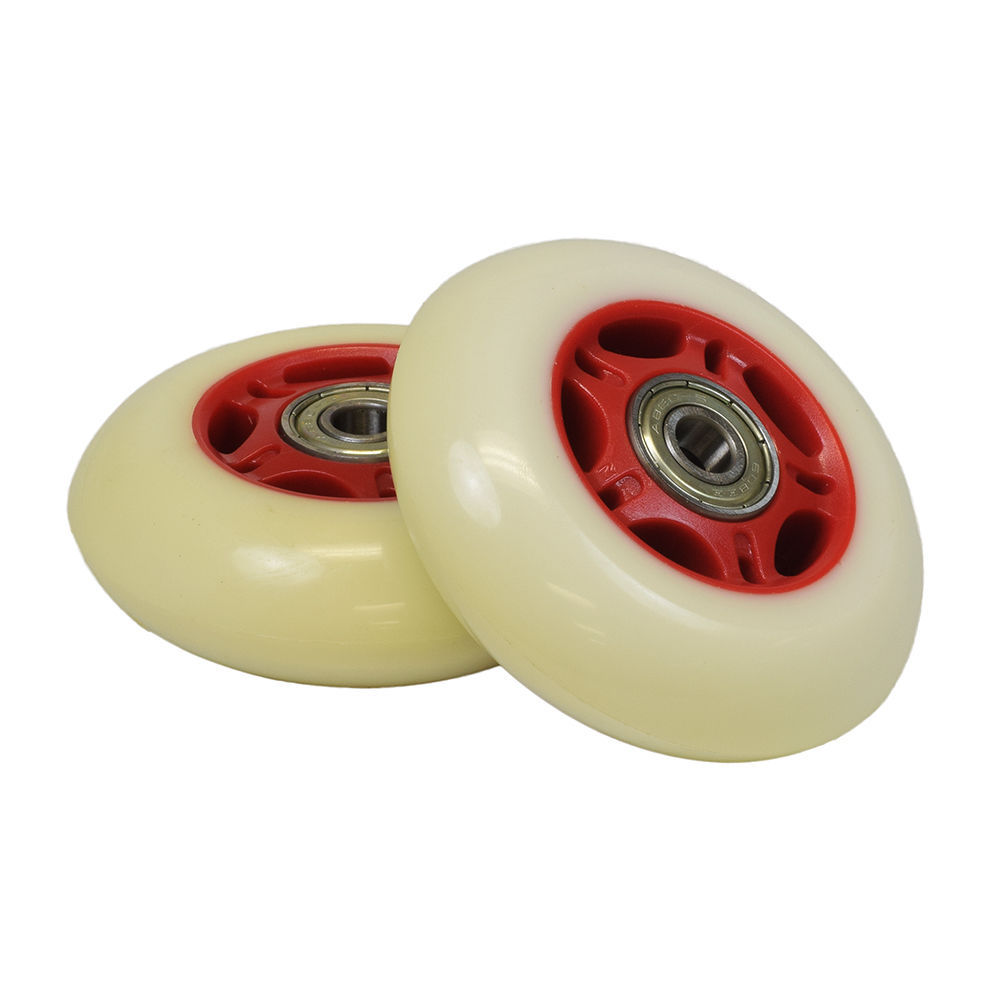 White Wheel Red Hub 76 mm Wheels for the Razor RipRider (Set of 2)