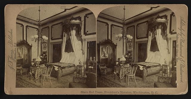Photo:Washington D.C. President's Mansion State Bedroom Stereo View 1870s