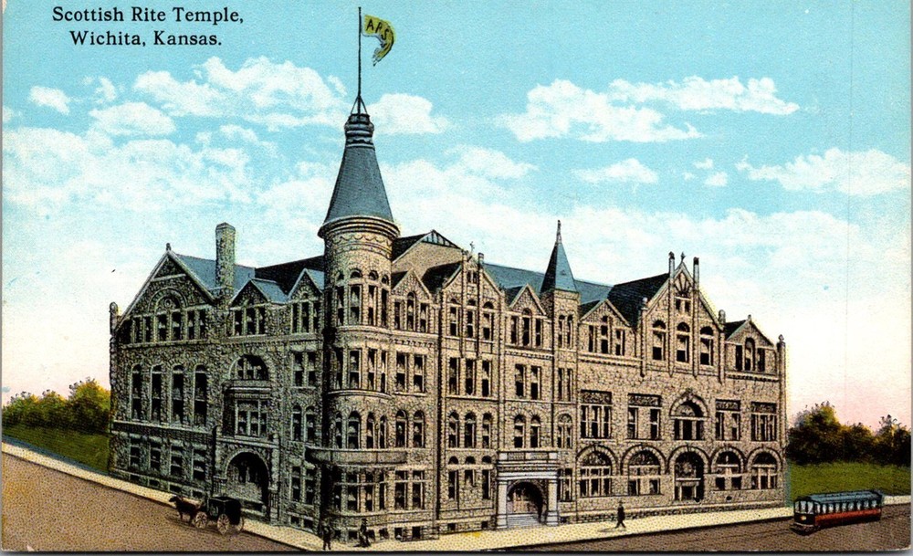 Dr Jim Stamps Scottish Rite Temple Wichita Kansas Vintage Postcard