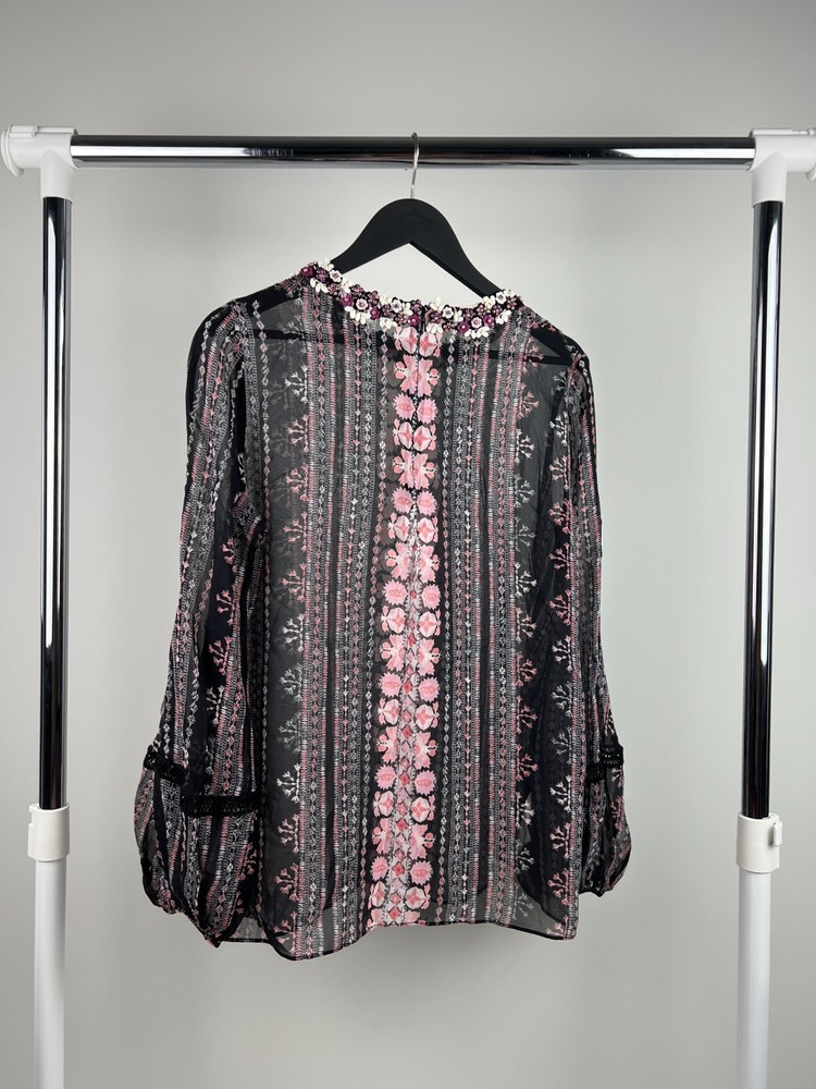 GIAMBATTISTA VALLI Silk Chiffon Blouse Made in Italy Size 46/L