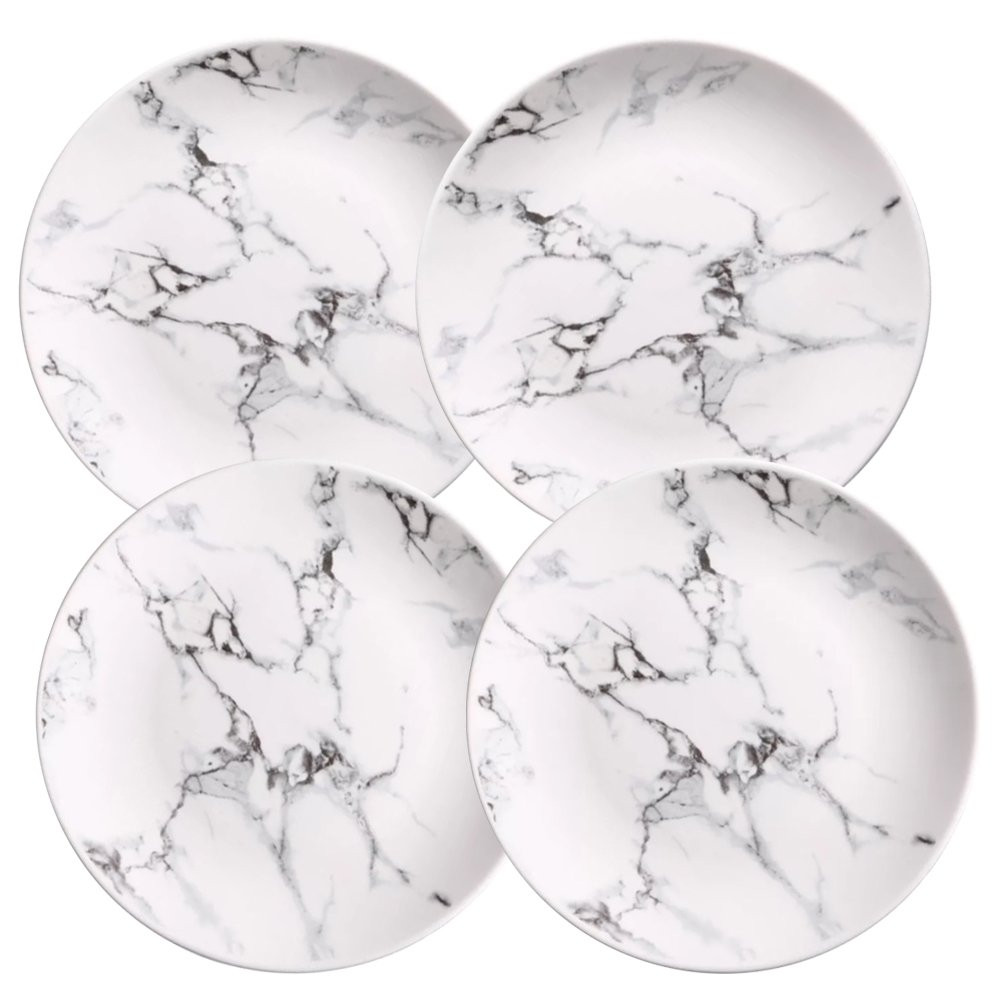 Marble Design 8-Inch Porcelain Accent Dinner Plates Set of 4