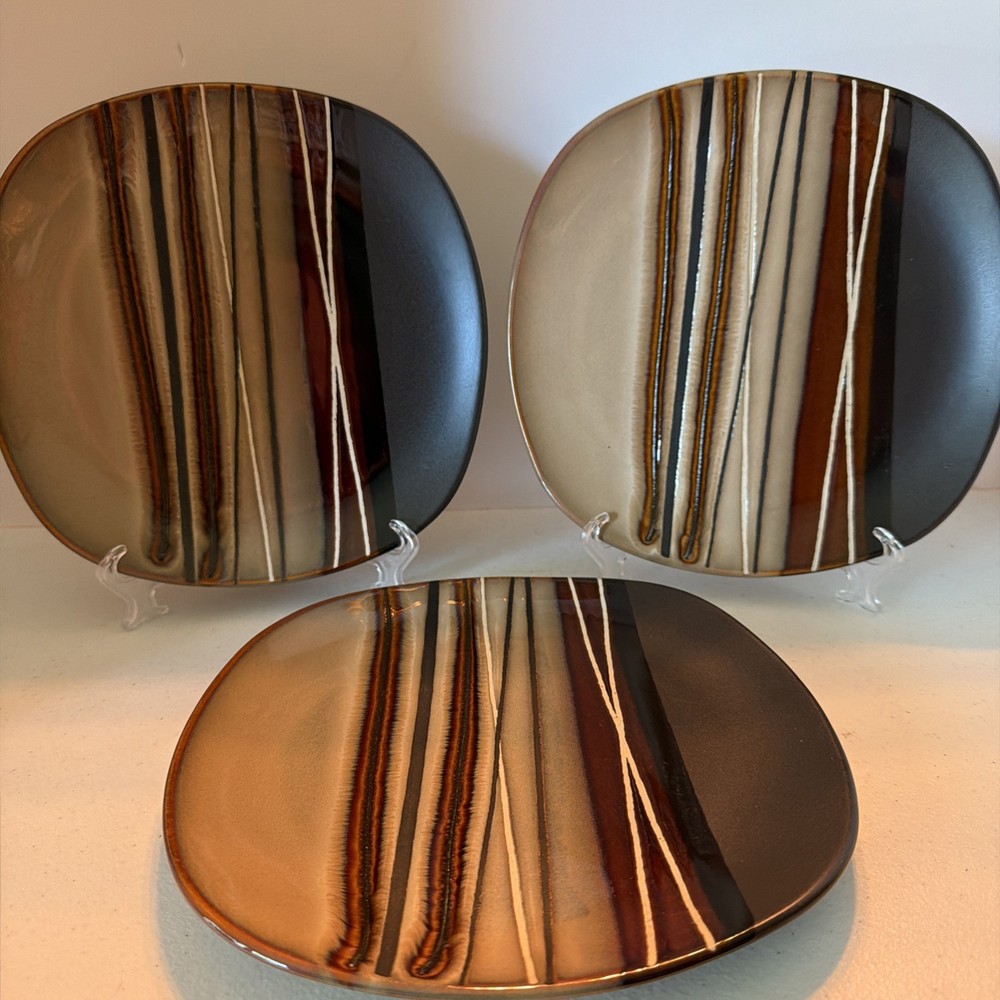 Better Homes & Gardens Bazaar Brown Salad/Dessert Plates Lot of 3