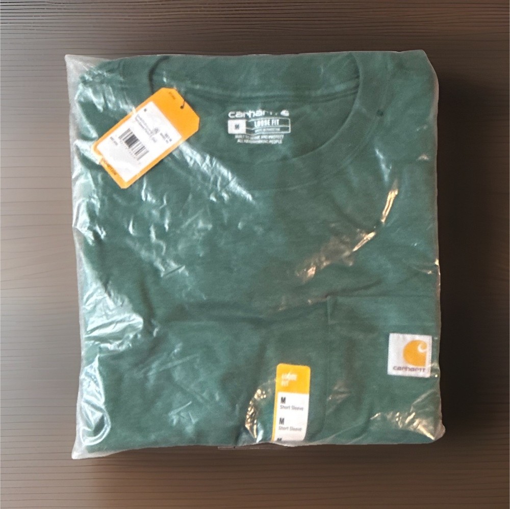 Carhartt Men's Loose Fit Green Pocket Logo Crew Neck T-Shirt Short Sleeve M