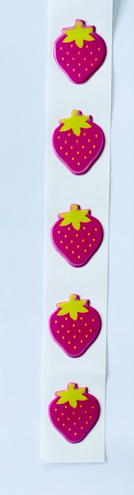 Vintage 1980s Puffy Scratch N Sniff  PINK STRAWBERRY Stickers Vinyl  with Smell!