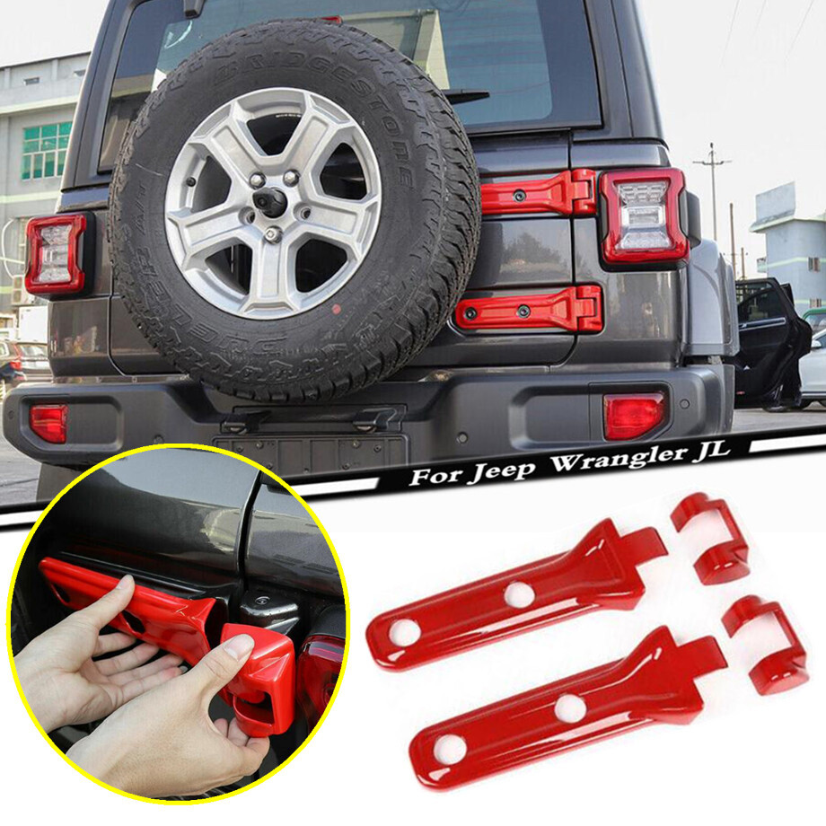 For 2018-2023 Jeep Wrangler JL Red Look Rear Door Tailgate Hinge Cover Trim 4PCS