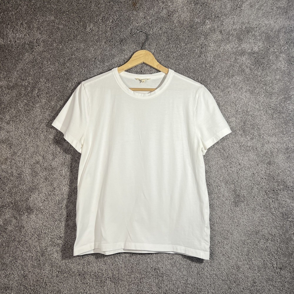 Madewell Womens Small White Basic Cotton T-Shirt Crew Neck Short Sleeve Casual