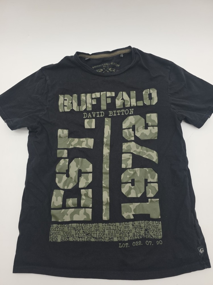 Buffalo David Bitton T-shirt Men S Black Graphic Print Logo 100% Cotton.#44027