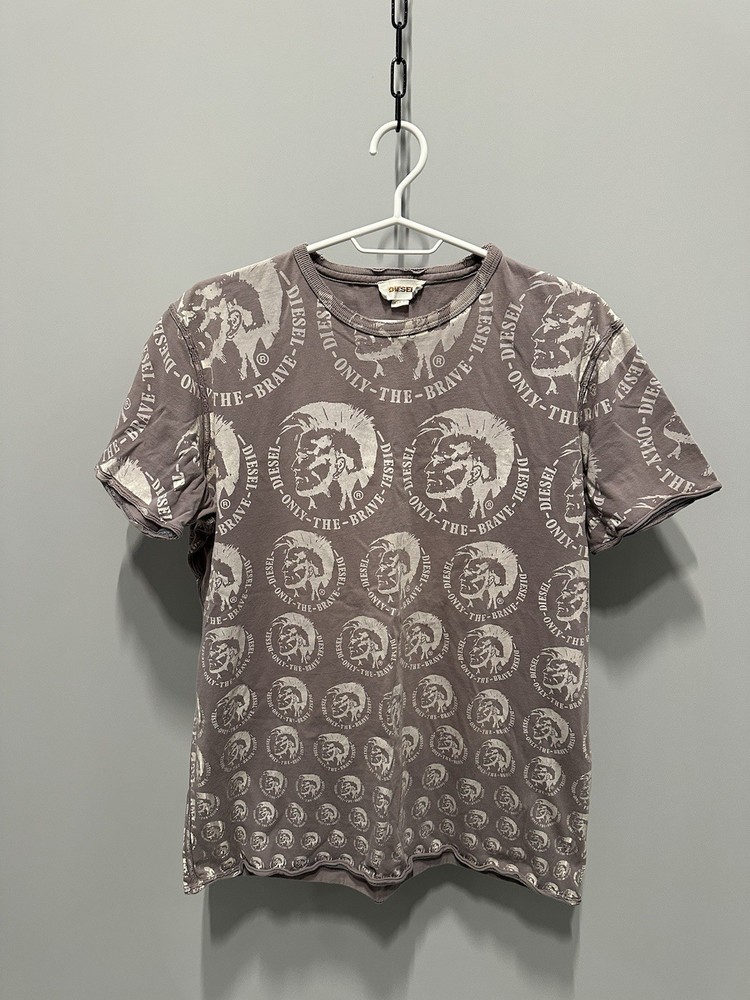 DIESEL VINTAGE ARCHIVE MULTI LOGO 00S RARE BROWN T SHIRT SIZE XL MEN