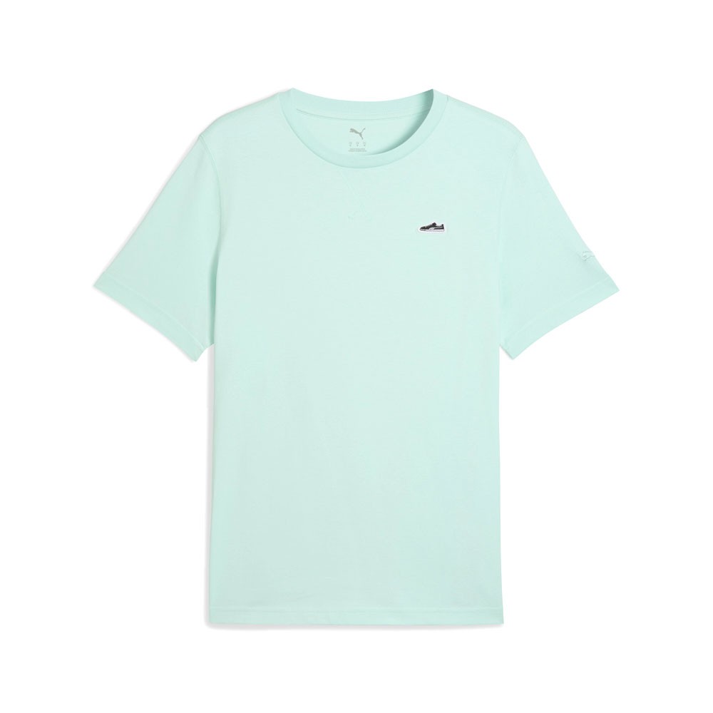 PUMA Wardrobe Essentials Suede Crew Neck Short Sleeve T-Shirt Mens Green Casual