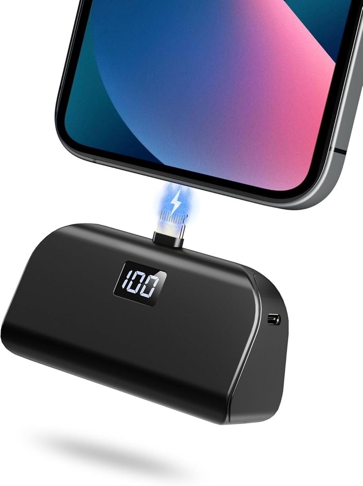 Portable Charger for iPhone with Built in Cable, 4,800mAh Small Power Bank Fast