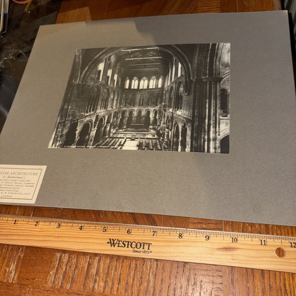 Vintage St Bartholomew’s Church Choir Mounted English Architecture Photo
